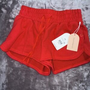 Blogilates Marshmallow Dolphin Shorts Women XS Red NEW Pintuck Athleisure